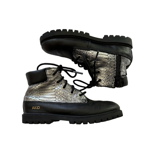 AKID Girls Lace Up Snakeskin Boots - Picture 1 of 6